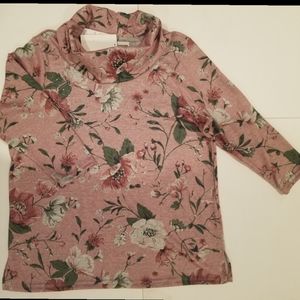 🆕️Cathy Daniels cowl neck pink flower top